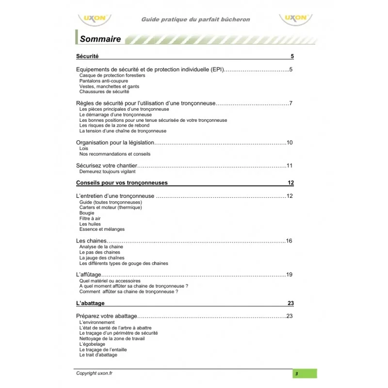 Sommaire de notre "Guide de bûcheronnage"