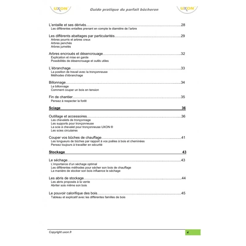 Sommaire (suite) de notre "Guide de bûcheronnage"